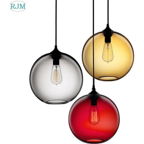Modern Creative Colorful Glass Pendant Lamp Simple LED Hanging Lights for Living Room Restaurant Bar Cafe Home Lighting Decor