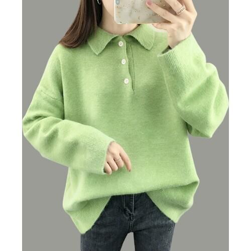 Sweater women Pullovers Autumn And Winter 2019 new Casual Loose Knitted Tops Solid color Thick Keep warm Sweater women