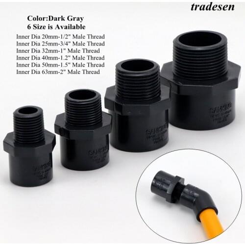 1pc 20mm-50mm to 1/2"-1.5"Male Thread UPVC Connector Garden Water Connectors Aquarium Fish Tank Adapter PVC Pipe Joints