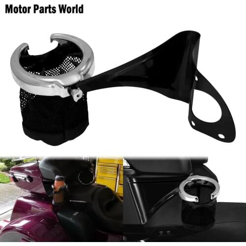 Motorcycle Rear Passenger Drink Cup Holder Water Cup Bottle W/ Mesh Basket For Harley Touring CVO Electra Glide FLHTK 2014-2020