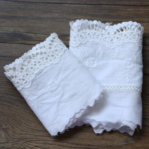 1 yard white cotton lace ribbon with floral embroidery, handicrafts, first style clothing, home textile decoration, wide lace