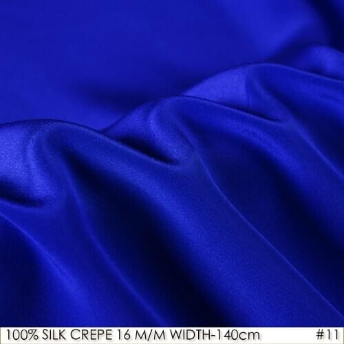 100% SILK CREPE DE CHINE 140cm width 16momme Natural Silk Dress Fabric crepe new years cloth Royal Blue NO 11
