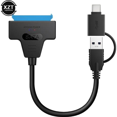 2 in 1 SATA III to USB 3.0 Cable External Hard Drive USB C to Serial ATA 22pin Converter Hard Disk UASP for 2.5" HDD/SSD Cable