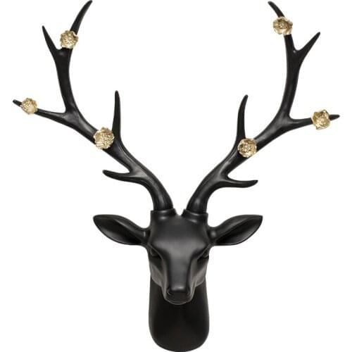 3D Three-Dimensional Creativity Living Room Entrance Restaurant TV Wall Background Wall Decoration Lucky Deer Head Wall Pendant