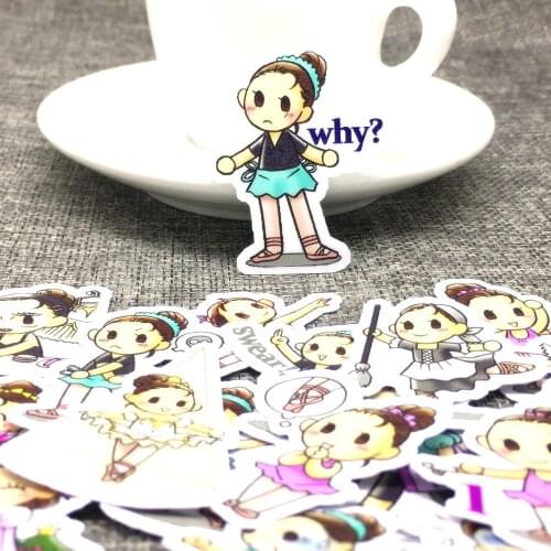 40 Different Mini Ballet girl Paper Sticker Decoration DIY Ablum Diary Stickers Scrapbooking Label Sticker Kawaii Stationery