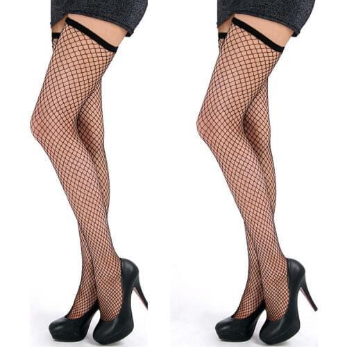 1Pairs Sexy Women Black Stockings Lace Thigh High Stockings Ladies Hollow Out Mesh Net Sexy Fishnet Stockings