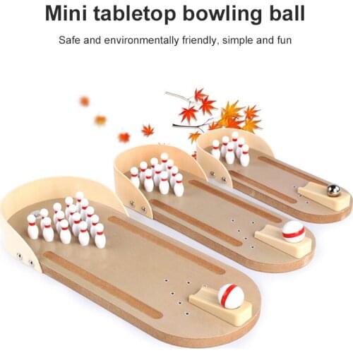 Wooden Mini Table Bowling Basketball Toys Parent Child Adult Decompression Board Game Toy Gift
