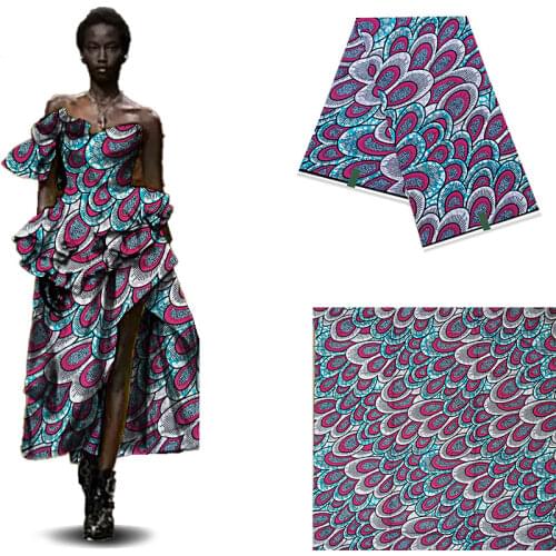 2021 New Embroidered Cotton Fabric Fashionable Printed Wax Cloth African Pagne Africain 04