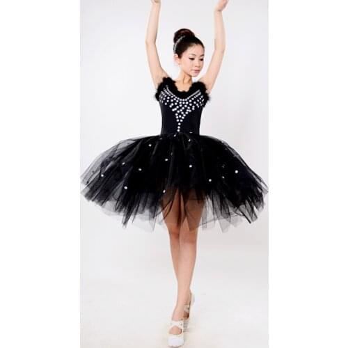 Italy Black Ballet Dance Costumes Dress for stage Flower Decoration Stiff Tulle Classical Ballet Dance Pancake Tutu