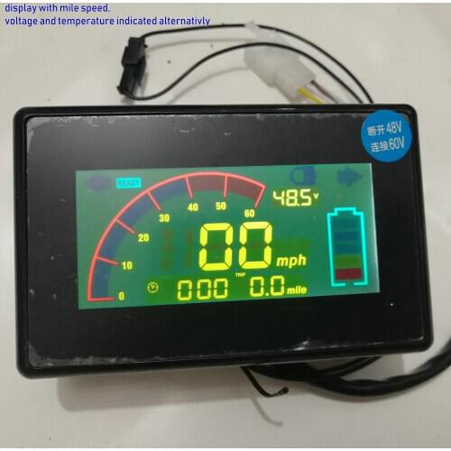 Speedometer LCD display 48v60v72v with mile/h speed+battery level indicator+turning signal light electric bike scooter parts