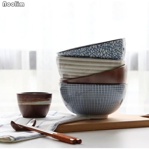 Under Glazed Japanese Style Bowl Ceramic Noodle Bowl Large Bowls Creative Restaurant Household Retro Bowl Dinnerware Supplies