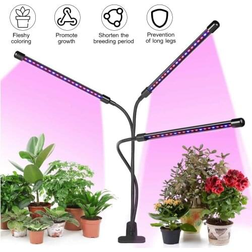 Adjustable Arm 3-Head Plant Growing Lamps 60 LED Light Bulb Grow Light with 12H Intelligent Timing 10 Levels Brightness