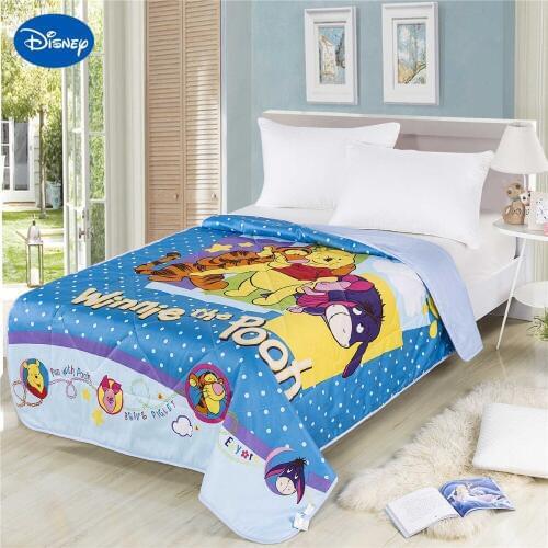 Winnie the Pooh Piglet Tigger Summer Quilts Comforter Baby Cotton Bedding Single Twin Queen Yellow Blue Dolka Dot Disney Cartoon