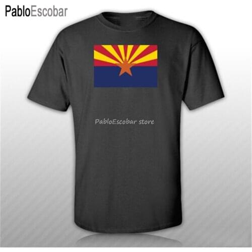 Men summer t-shirt brand tops euro size Arizona State Flag T-Shirt Tee Shirt Free Sticker America American Breathable Tee Shirt