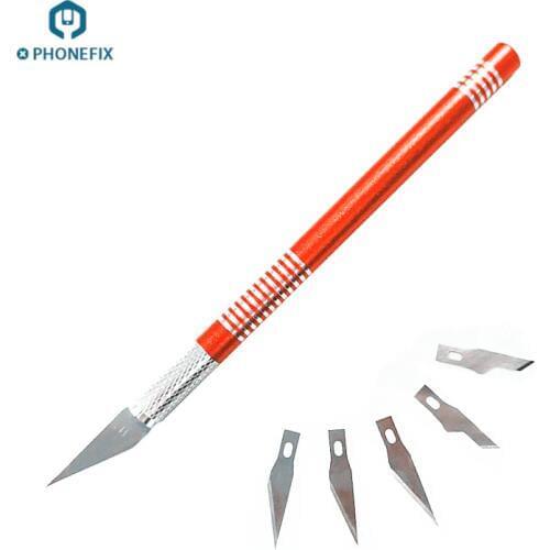 Non-Slip Metal Scalpel Knife Tools Kit Cutter Engraving Craft knives + 5pcs Blades Mobile Phone PCB DIY Repair Hand Tools
