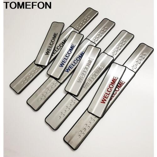 TOMEFON For Toyota RAV4 RAV 4 2013 2014 2015 2016 2017 2018 Door Sill Thresholds Welcome Pedal Scuff Plate Trim Stainless Steel