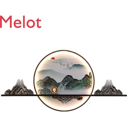New Chinese Style Hallway Landscape Wall Hanging Sofa Restaurant Background Wall Lamp Light Luxury Decoration Tea Room Quality