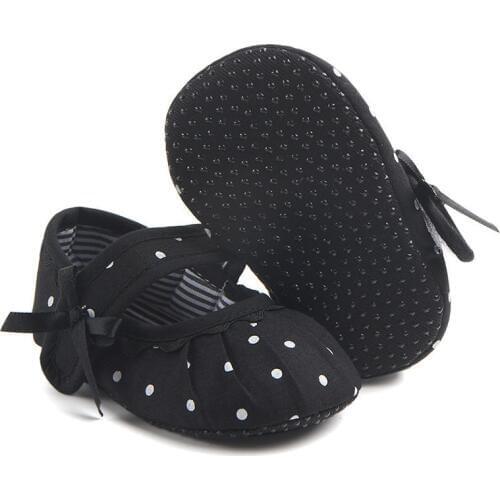 Newborn Infant Baby Girls Bowknot Polka Dot striped Shoes cotton casual summer Crib Shoes one pairs