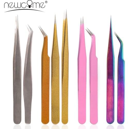 NEWCOME Makeup Professional Eyelash Tweezers Anti-static TweezersStainless Steel Eyebrow Tweezer Eyelash Extension Tweezers