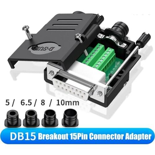 DB15 Connector RS232 D-SUB Adapter 15 Pin Port Terminal Adapter Board No Welding Module Connectors 2 Row Plug with Case