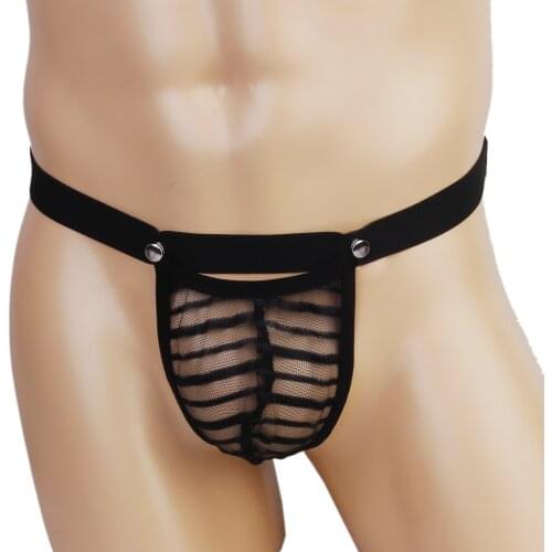 Sexy Mens G-string Underwear Jockstrap Thong Panty Mesh Pouch w/Snaps New