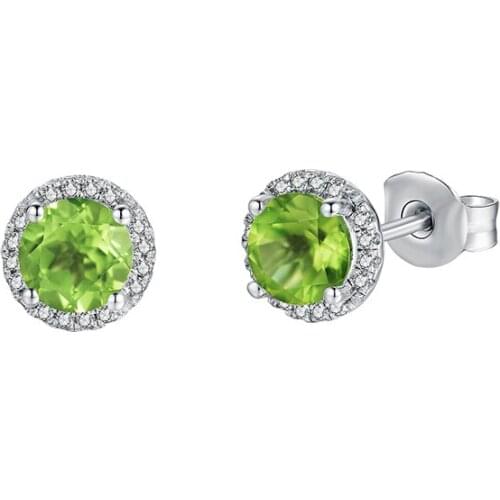 Natural peridot stud earring Free shipping Natural and real peridot 925 sterling silver earrings 0.5ct*2pcs green gems #16070102