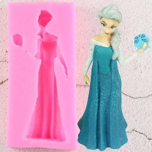 Disney Frozen Princess Elsa Silicone Mold Baby Birthday Cupcake Topper Fondant Cake Decorating Tools DIY Candy Chocolate Moulds