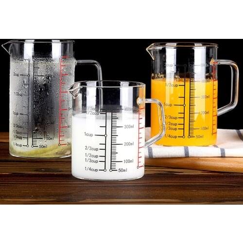 Glass Measuring Cup with Scale Heat-resistant Microwaveable Pot Kettle Kitchen Baking Tool Clear Glass Measuring Milk Yogurt Cup