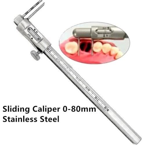 2Pis/lot Dental Orthodontic Bone Extrusion Measuring Ruler Sliding Caliper 0-80mm Double Straight Head Implant Gauge Caliper