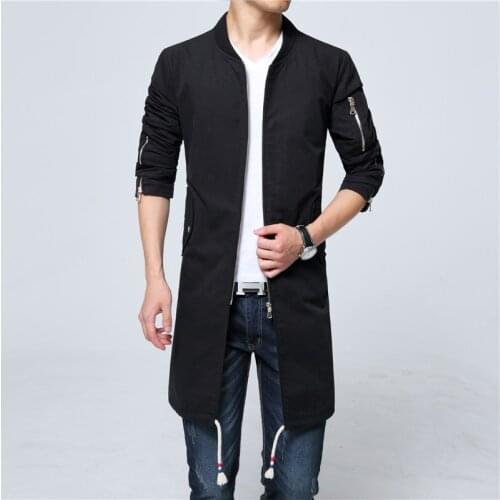 New Trench coat men Cotton long coat Mens overcoat windbreaker large size 5XL drop ship 7 colors black navy red white green gray
