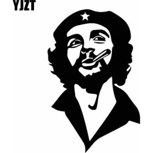 YJZT 10CM*15.4CM Celebrity People Cool Car Sticker Che Guevara Vinyl Decal Black/Silver C27-0119