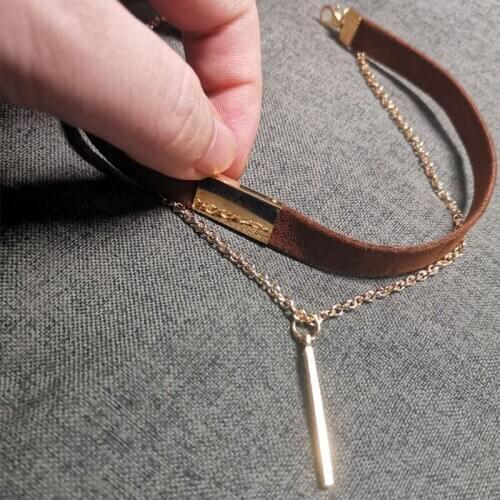 Moda mujer 2020 bisuteria chain necklace wholesale Trendy suede multi-layer tassel necklace choker collar one-line hanging jew