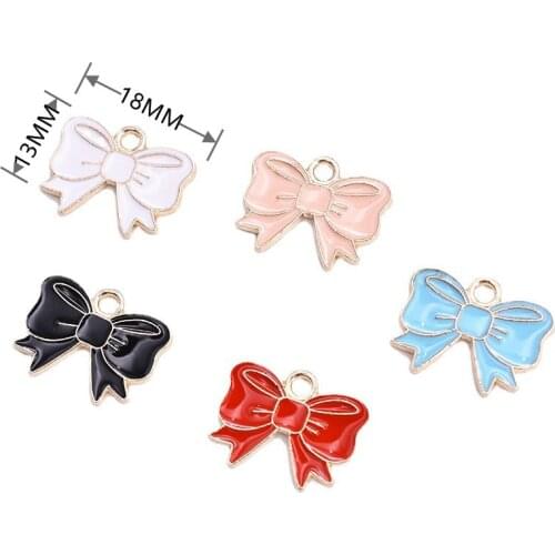 10PCS Kawaii Bow-knot Charms For Diy Jewelry Making Rosette Necklace Keychain Bracelet Handmade Pendants Accessories