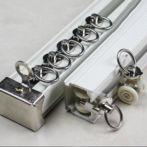 10 Piece Alloy Curtain Track Glider Rail Slide Wheels Roller Curtain Bracket Clips Hanger Holder Accessories Set