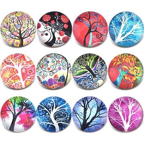10pcs/lot MIX Tree of life Snap Button 18mm Glass Snaps Button Jewelry Charms DIY Bracelet Necklace Snaps Jewelry ZB369