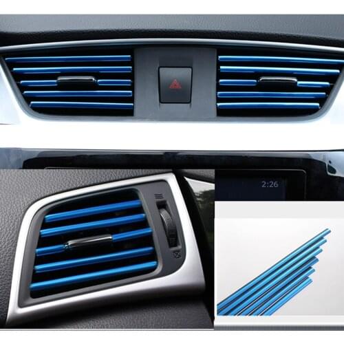 10Pcs 20cm Universal Car Air Conditioner Outlet Decorative U Shape Moulding Trim Strips Decor Car Styling Accessories