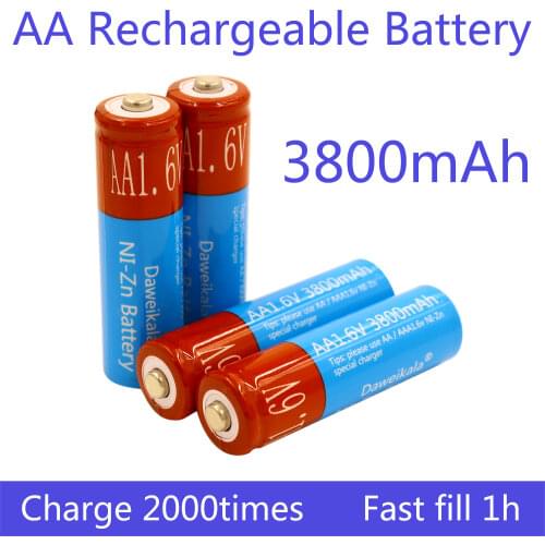 12pcs AA battery 3800mAh 1.6V Ni-Zn aa rechargeable battery Replace 1.5V/1.2V AA Battery for Toys Camera Remote control