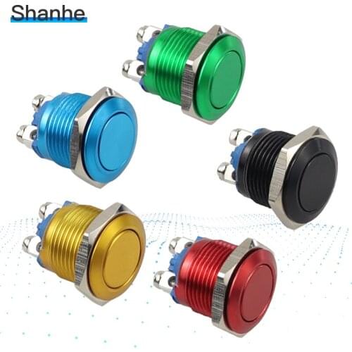 16mm Metal brass Push Button Switch Momentary 1NO Car press button screw terminal