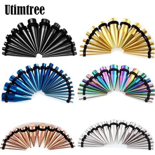 Utimtree 2PCS Steel Body Jewelry Earring Piercings Taper Ear Gauges Flesh Ear Plugs Expanders Stretcher Ear Gauge Plug