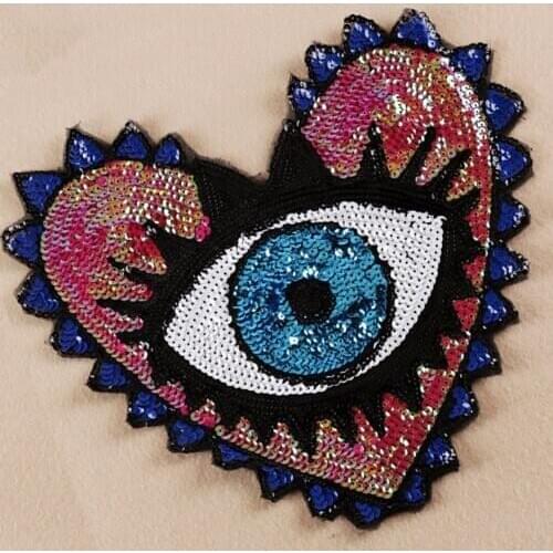 325*310mm Large Sequin Heart Eyes Embroidered Sew on Patches Badge Applique DIY Craft