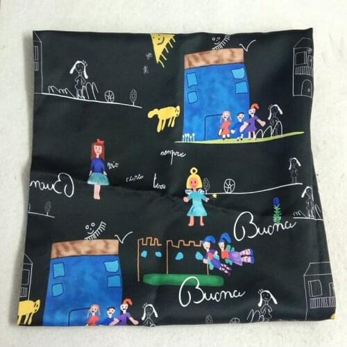 50x140cm Digital Printing Black Happy Children 100% Polyester Fabric Fashion Fabric Patchwork For Cloth Dress Apparel Home Decor