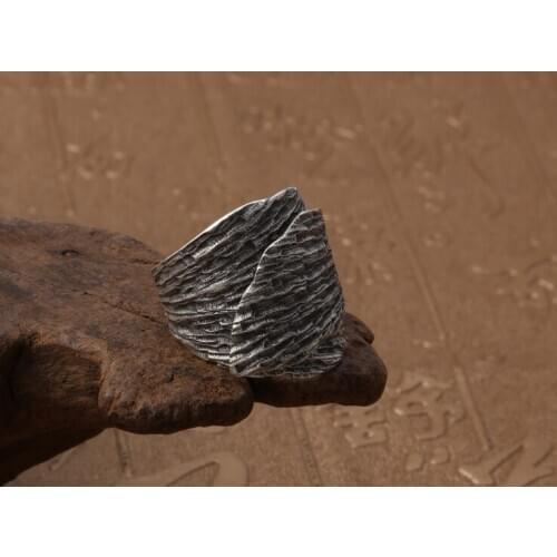 925 STERLING SILVER leaf punk biker men mens rings Ring jewelry A5743