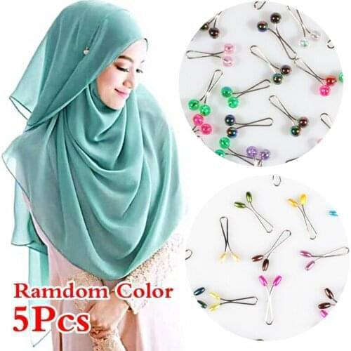 5pcs Pearl Scarf Brooch Pin Headscarf Shawl Scarf Lady Muslim Scarf Hijab Clips Pin Fixed Straps Anti Slip Brooches