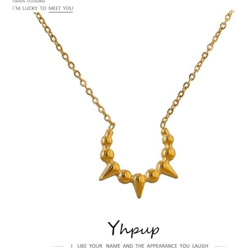 Yhpup 2021 Stainless Steel Geometric Necklace Simple Gold Color Metal Chain Collar Necklace бежутерия женская колье Party Gift