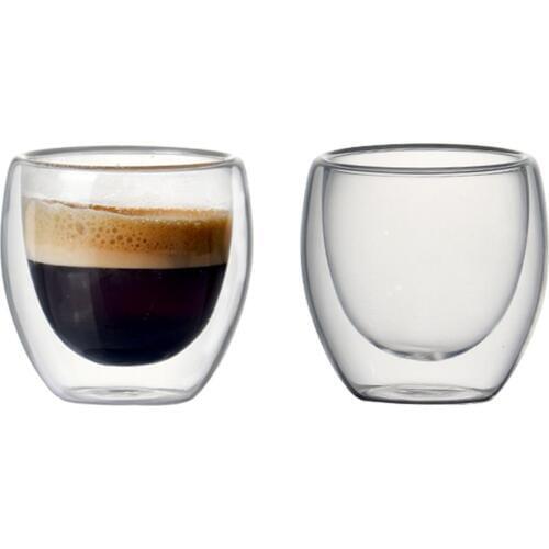 New 6Pcs 80ml Handmade Heat Resistant Double Wall Glass Cup Suspend Hot Milk Coffee Tea Whiskey Thermos Double Clear Glass Drink