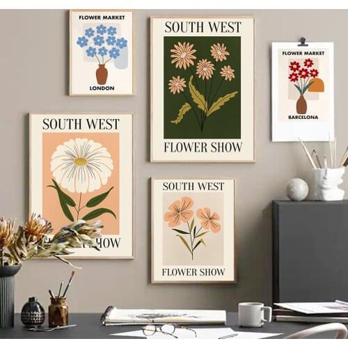 Flower Market Clover Calla Tulip Daisy Wall Art Canvas Painting Nordic Posters And Prints Wall Pictures For Living Room Decor