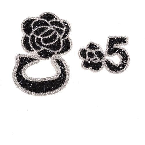 Flower Alphabet Applique Sticker Cloth Rhinestone Sticking Cloth Fashion Drill Sticking Cloth DIY Wholesale Iron on Patch