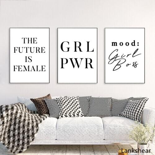 Girl Power Feminist Art Canvas Painting Wall Poster Office Decor Girl Motivational Quote Canvas Art Prints Modern Decoration