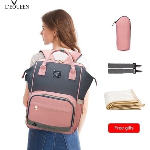 Lequeen Travel bag Upgrade Diaper bag Backpack Free stroller hooker Diaper PAD USB charge bottle bag Baby accessories Baby care