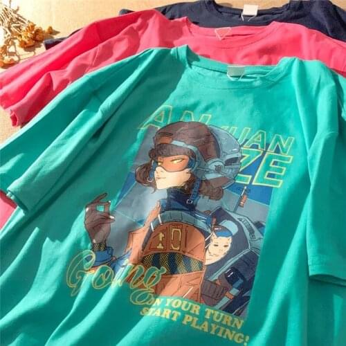 Streetwear tops T-shirt women clothes shirt Harajuku vintage Punk Maiden print t-shirt summer Oversize loose clothing cotton new